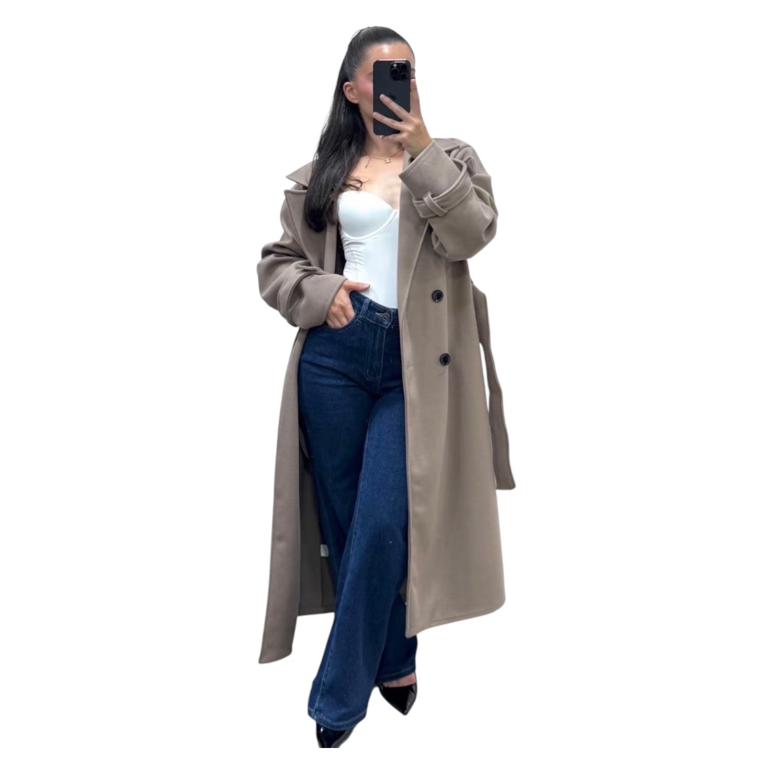 Gabardina Abrigo de Paño Trench Coat Oversize Azure Talla Única