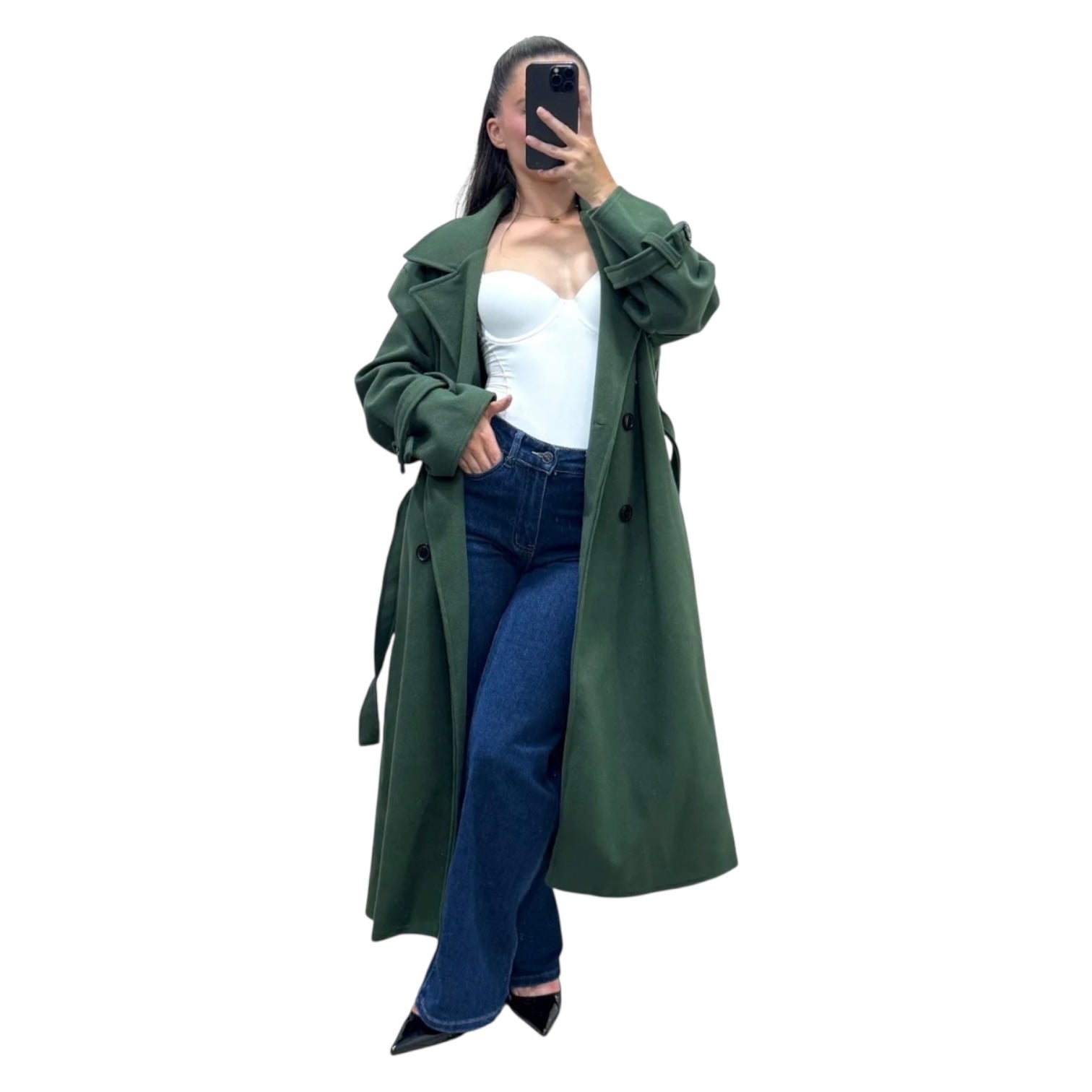 Gabardina Abrigo de Paño Trench Coat Oversize Azure Talla Única
