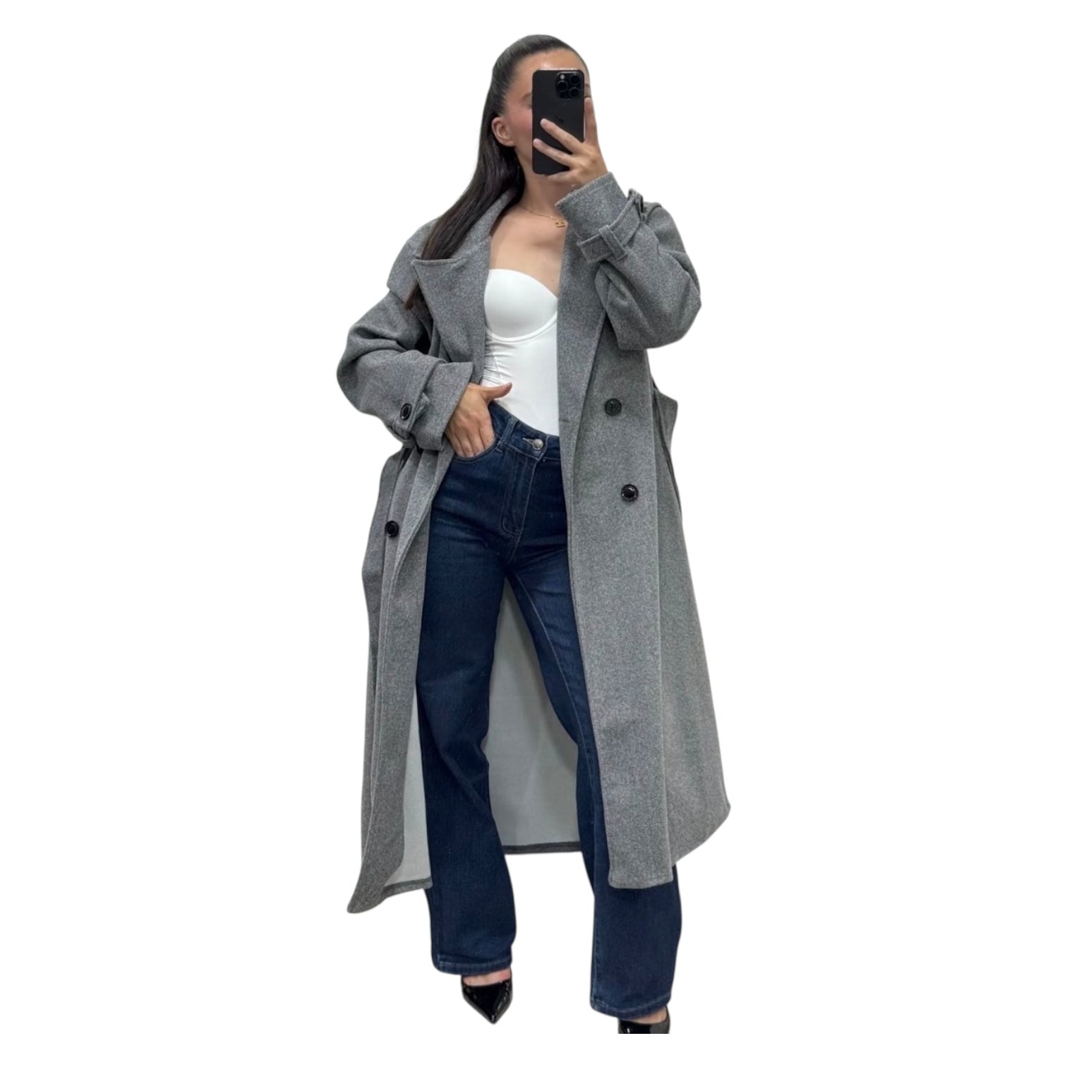 Gabardina Abrigo de Paño Trench Coat Oversize Azure Talla Única
