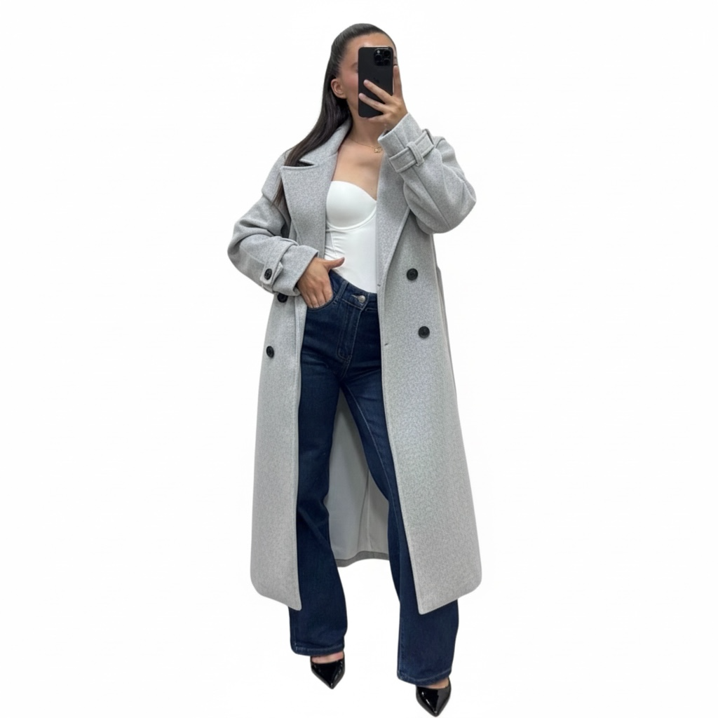 Gabardina Abrigo de Paño Trench Coat Oversize Azure Talla Única
