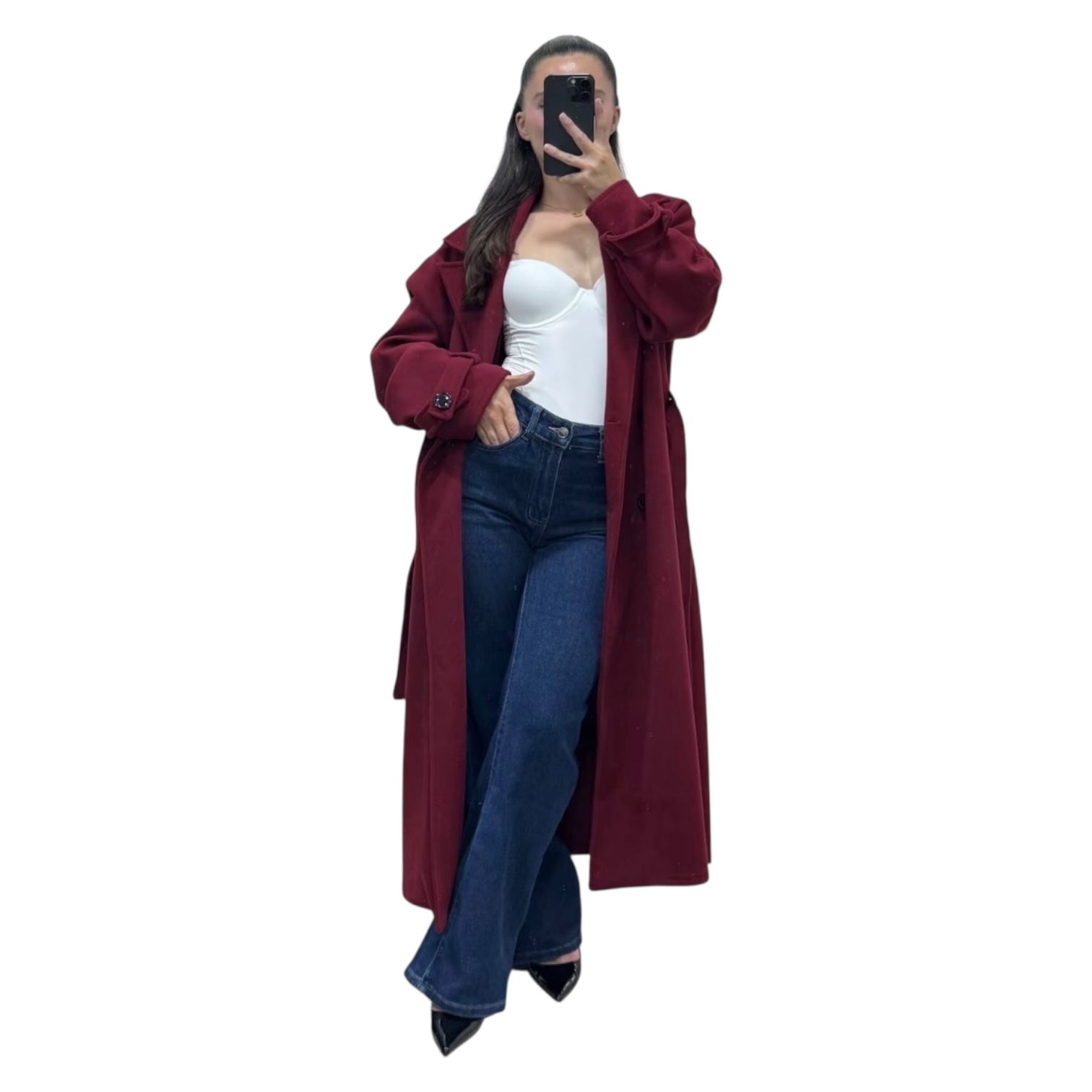 Gabardina Abrigo de Paño Trench Coat Oversize Azure Talla Única