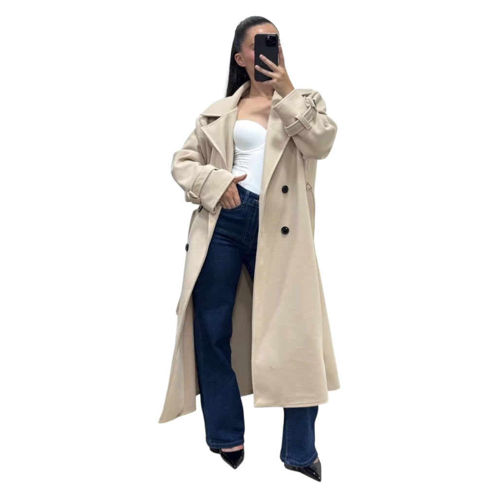 Gabardina Abrigo de Paño Trench Coat Oversize Azure Talla Única