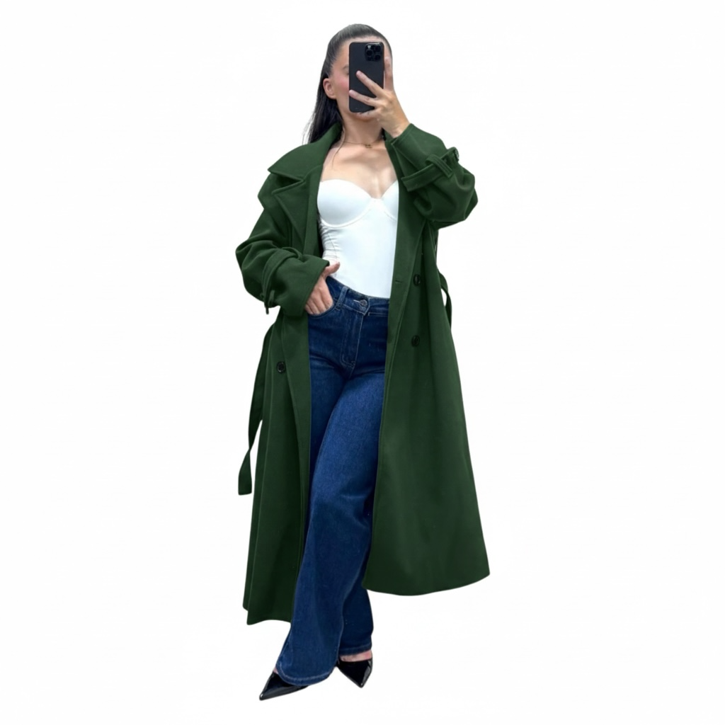 Gabardina Abrigo de Paño Trench Coat Oversize Azure Talla Única