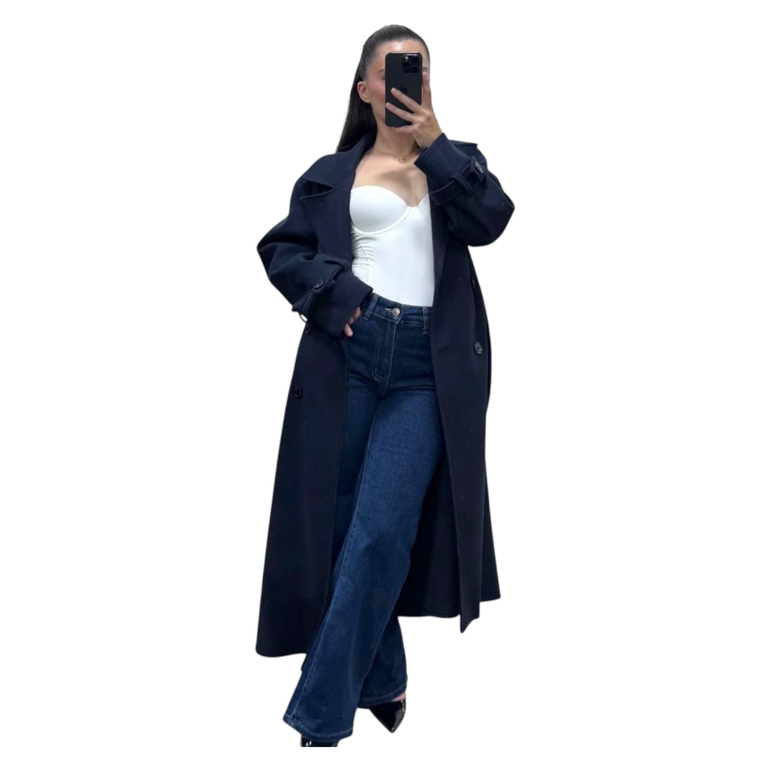 Gabardina Abrigo de Paño Trench Coat Oversize Azure Talla Única